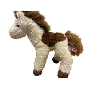 Douglas Cuddle Toy Horse Plush White Brown Pinto Pony Standing Stuffed Animal 9"